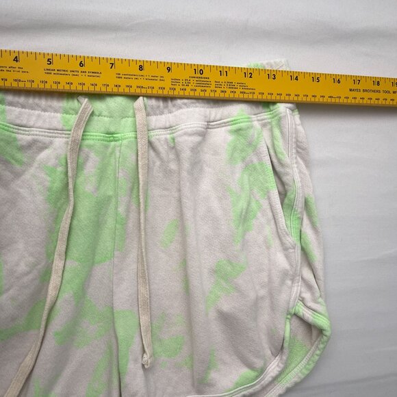 Sundry Tie-Dye Terry Lounge Dolphin Shorts Drawstring Light Green/White Women's - Picture 6 of 7